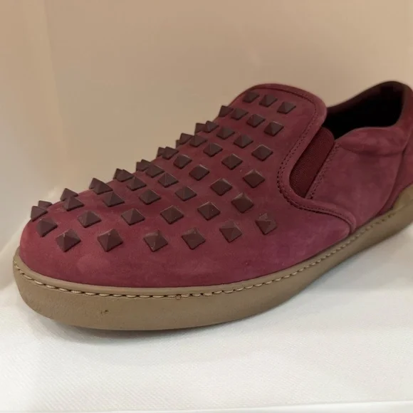 Valentino Slip on Sneakers (Men) Burgundy Rockstud 42 ½ - Picture 4 of 5